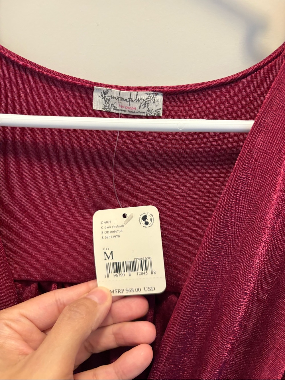 Free People Wine Wrap-Front Long Sleeve Bodysuit NWT Size M - Picture 5 of 5